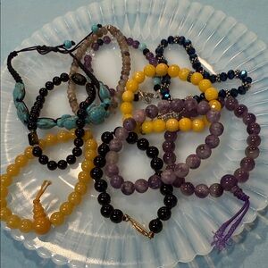 10 Stone Stetchies Elegant Multicolor Beaded Bracelet Bundle